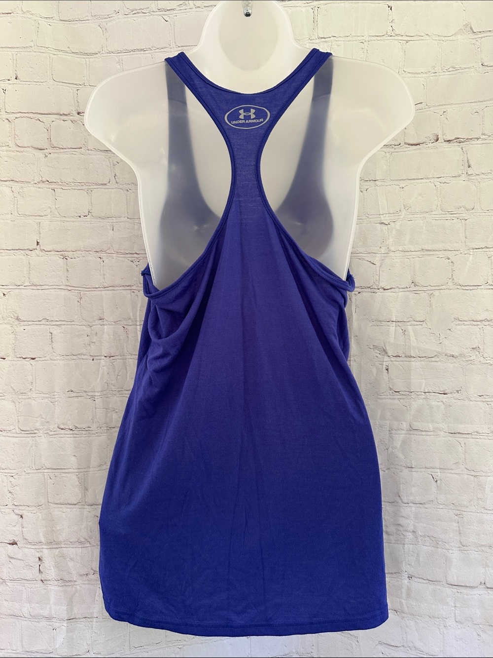 Under Armour Blue Tank Top with Pink 'WAKE UP. RUN.' Graphic size L - Picture 6 of 9